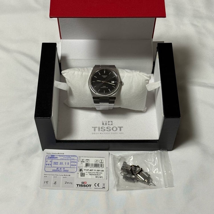 티쏘 PRX 파워매틱 80 오토매틱 검판 40mm 판매합니다--2