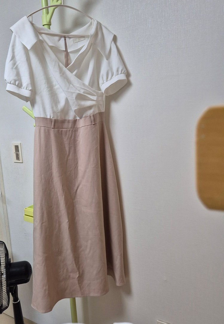 새상품/ 하객룩 s m 롱 원피스 스커트 화이트 베이지 의류 여성 결혼식--2