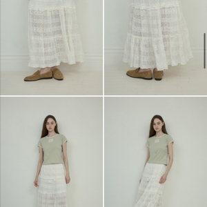 [새상품] 아우어노스텔지아 Lace shirring cancan skirt -white