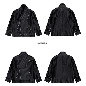 TM3페이크퍼털깃레더라이더자켓팝니다 / 블랙 퍼 페이크 레더 남녀공용 한복 라이더 자켓
