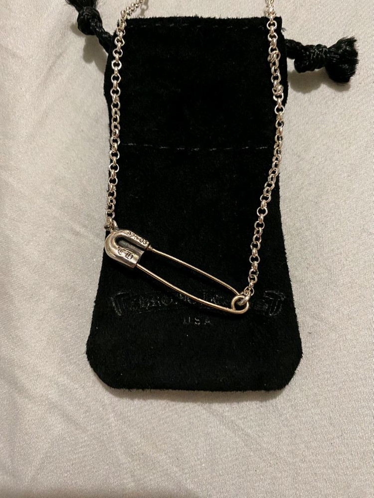 정품/새상품 크롬하츠 세이프티 핀 체인 목걸이 실버 16인치 이미지