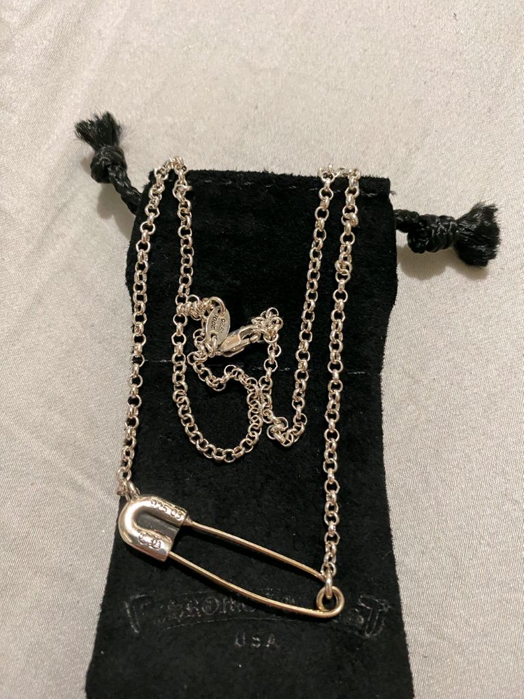 정품/새상품 크롬하츠 세이프티 핀 체인 목걸이 실버 16인치 이미지