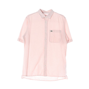 라코스테 린넨 핑크 체크 반팔 셔츠
