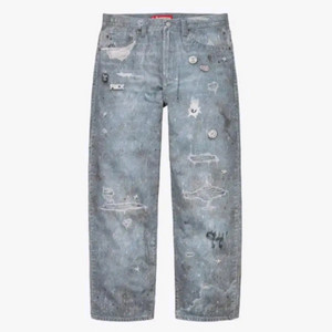 (34)슈프림 HJR 트롱프 뢰유 루즈 핏 진 블루 34사이즈