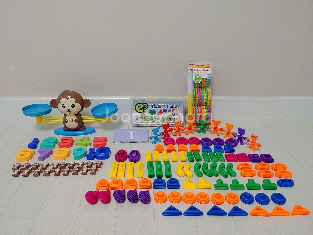 원숭이 저울놀이 장난감 & e3 퍼즐블럭 외 블럭들 & 브라이트스타트 고리친구들--0