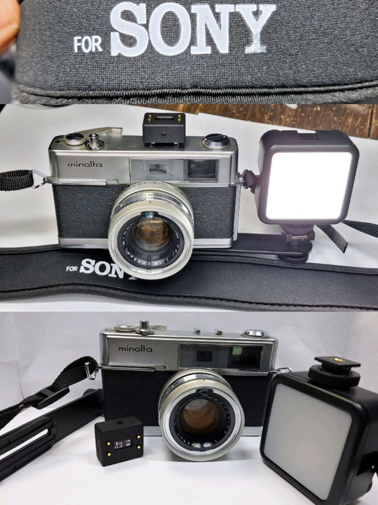 미놀타 Hi-Matic 7 하이매틱 필름카메라 풀세트/외장 노출계,가방,플래시,스트랩,렌즈캡,핫슈연장거치대/빈티지--7