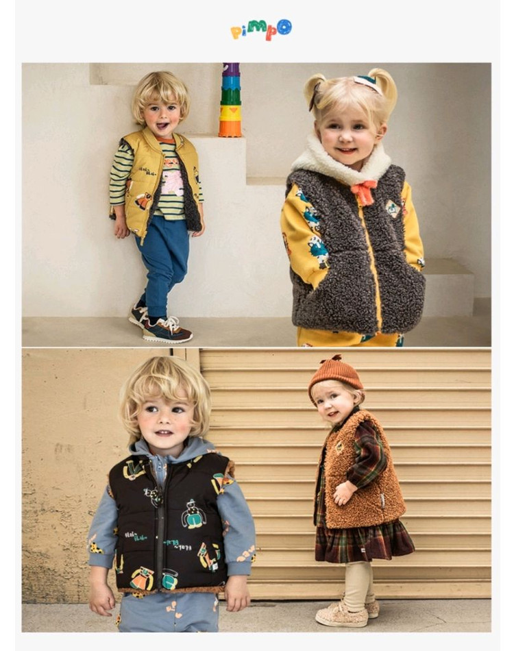 일괄,택포) 삠뽀요 유아 겨울옷 양면 패딩조끼 110--1