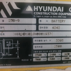 현대 2.5톤 전동지게차 이미지