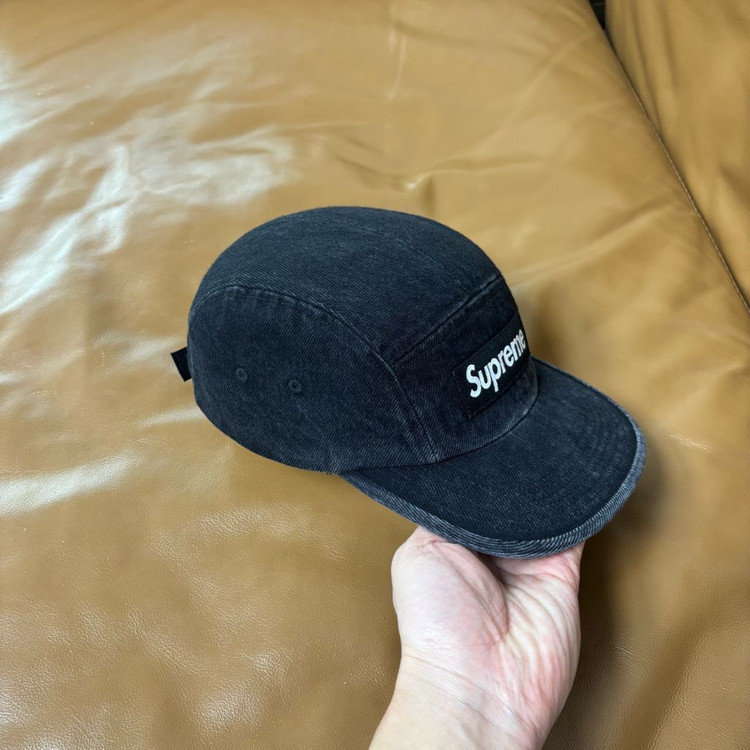 슈프림 캠프캡 모자 박스로고 데님 블랙--2
