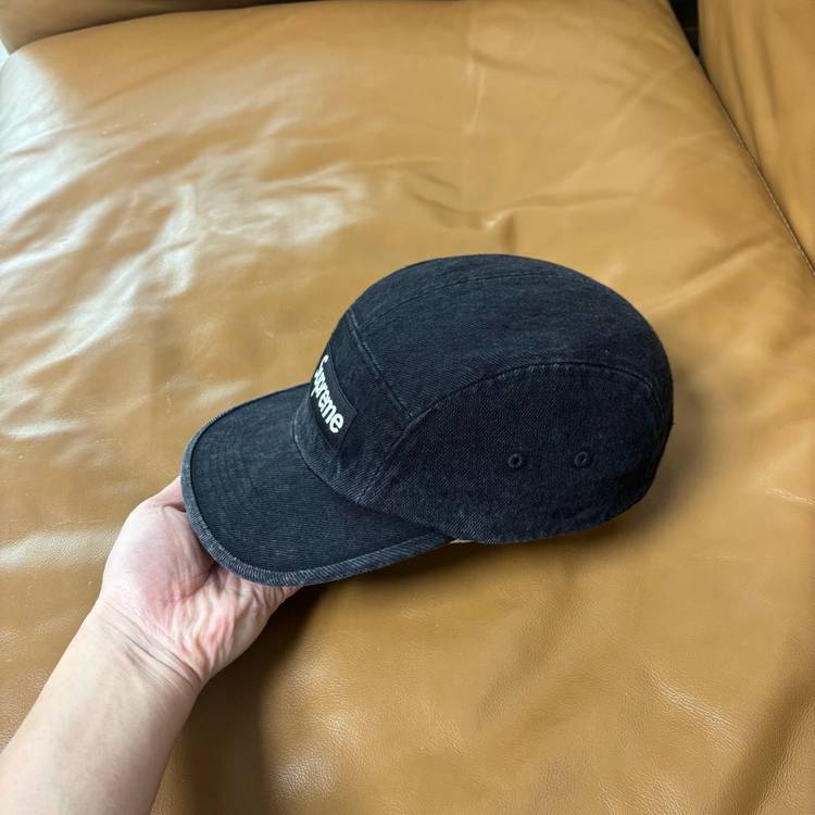 슈프림 캠프캡 모자 박스로고 데님 블랙--3