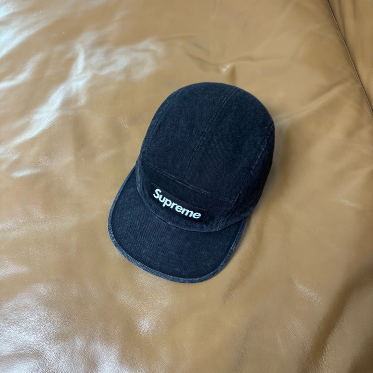 슈프림 캠프캡 모자 박스로고 데님 블랙--4