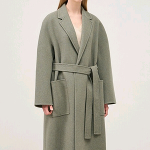 더캐시미어 캐시미어 블렌드 벨티드 코트 세피아그레이 44 랑방 마인 타임