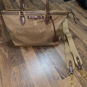 프라다 자카드 리본 토트 크로스백