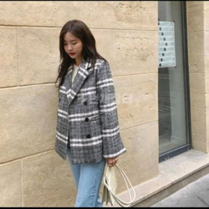 프로스트제이 체크 트위드 더블 자켓