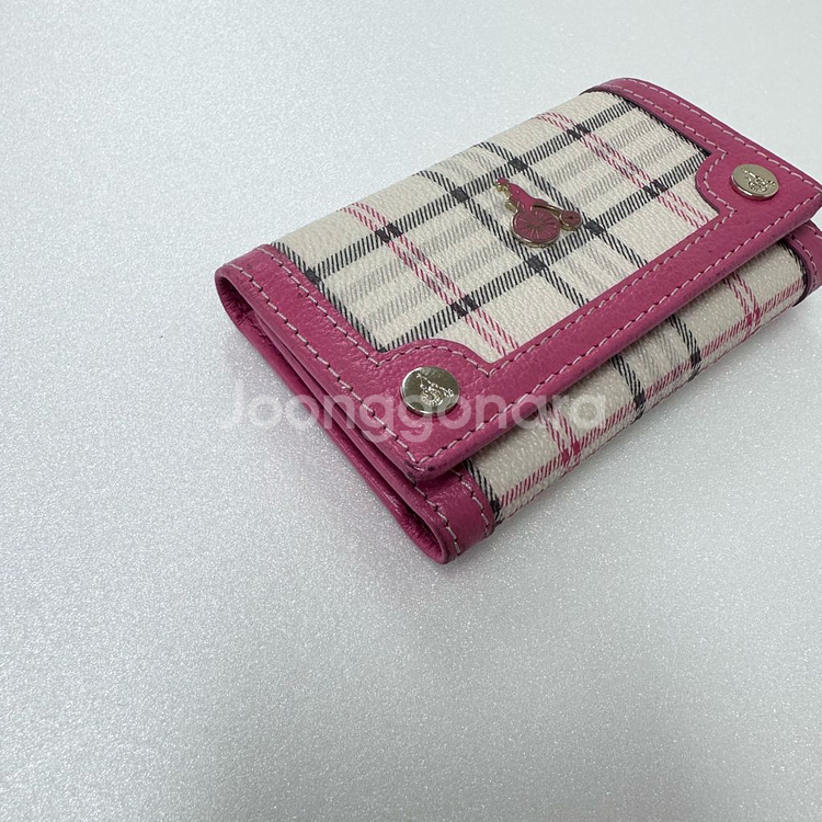 Beanpole 빈폴 핑크 미니 키링 3단 지갑--1