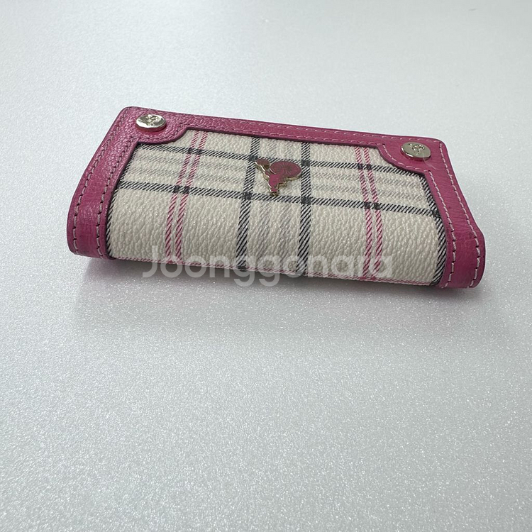 Beanpole 빈폴 핑크 미니 키링 3단 지갑--3