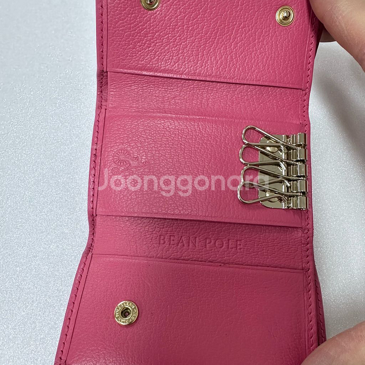 Beanpole 빈폴 핑크 미니 키링 3단 지갑--6