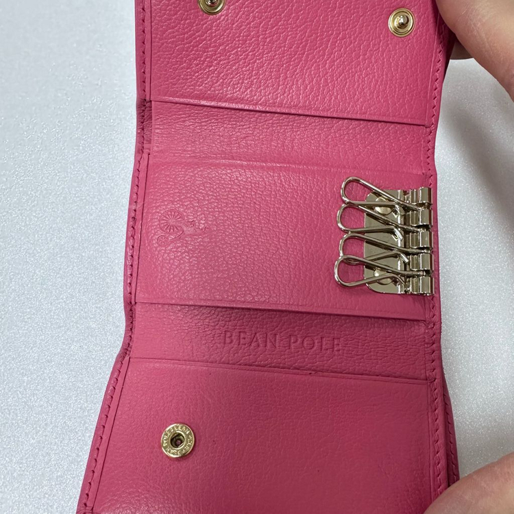 Beanpole 빈폴 핑크 미니 키링 3단 지갑--6
