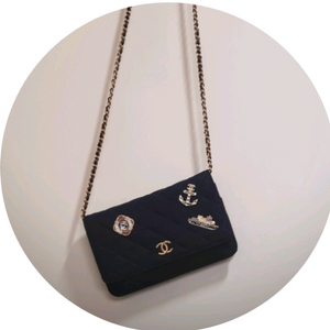 정품 샤넬 불렉 퀼링 펠트크루즈 참월렛 온 체인 숄더백