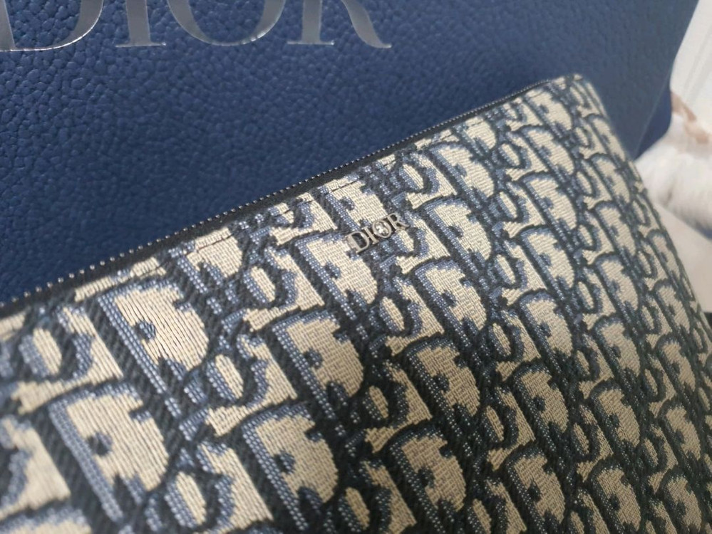 디올 오블리크 자카드 파우치 A4/미사용 풀구성/영수증--0