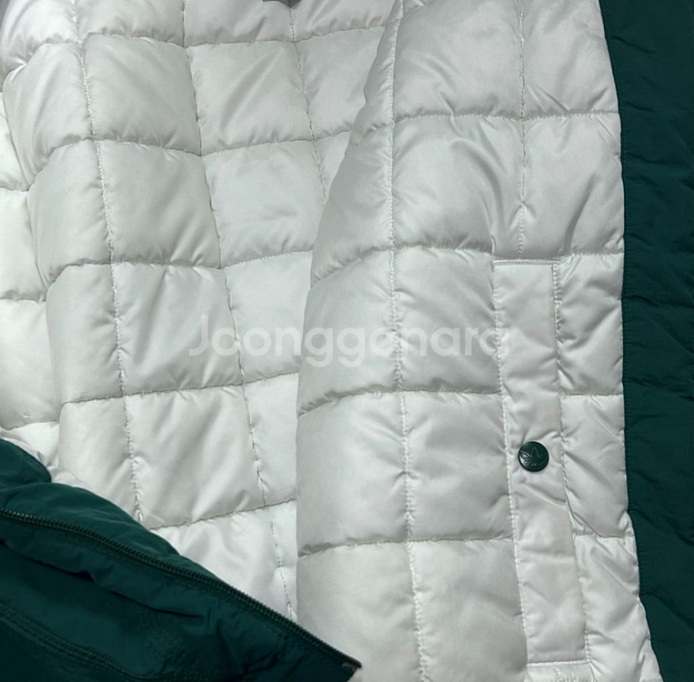 아디다스 아디컬러 올드스쿨 빅로고 후드 누빔 패딩 점퍼 흰초 그린 L--6