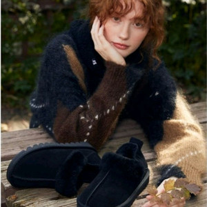 <새제품> 롯데백화점 베어파우 천연소가죽 슬립온 230~240 블랙