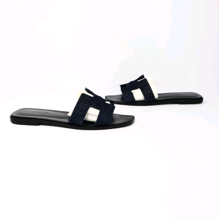 에르메스 H로고 데님 오란 슬리퍼 37/240--2