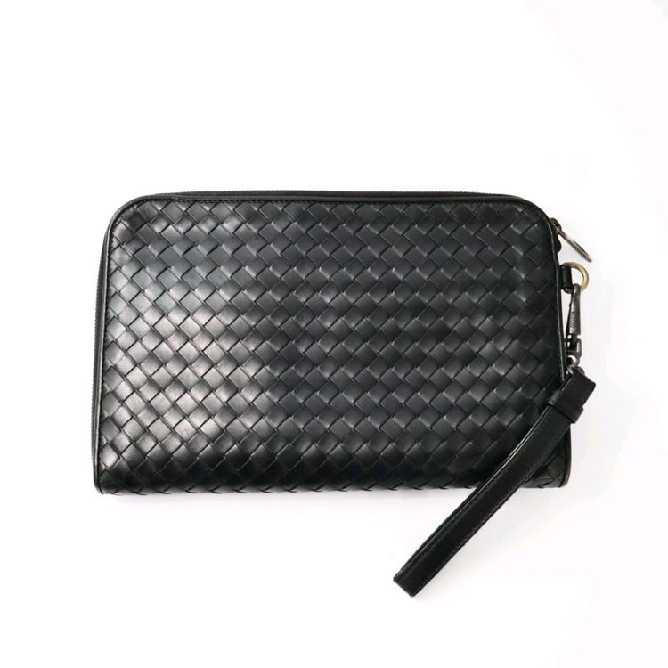 보테가베네타 인트레치아토 블랙 스트랩 클러치백--3