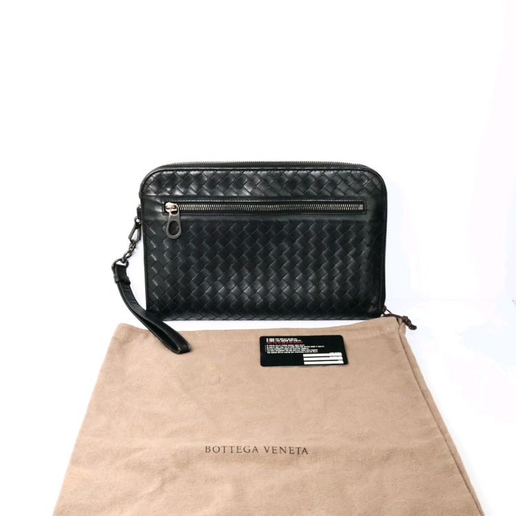 보테가베네타 인트레치아토 블랙 스트랩 클러치백--8
