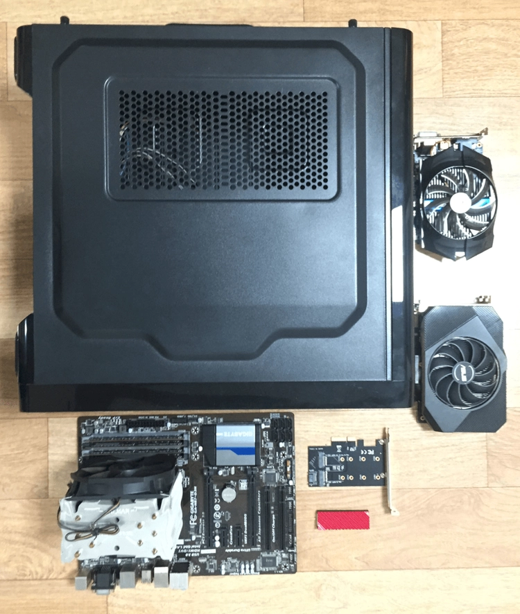 A급 PC부품; CPU, M/B(메인보드), CPU쿨러, RAM, GPU(그래픽카드), 케이스, 아답터, 방열판 이미지