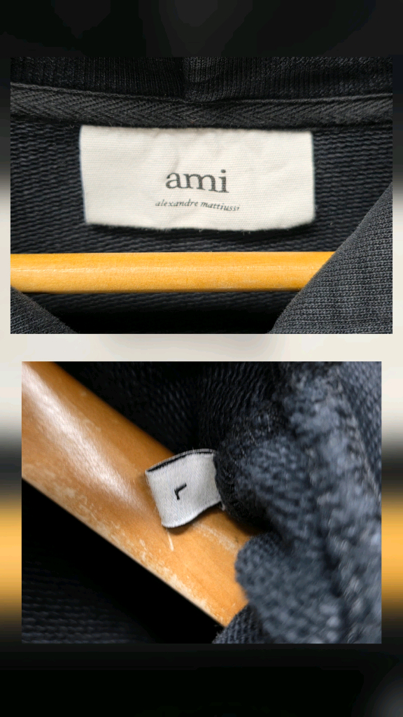 아미 남성 후드티 100 블랙 하트 로고 자수 후드티 MM25 이미지