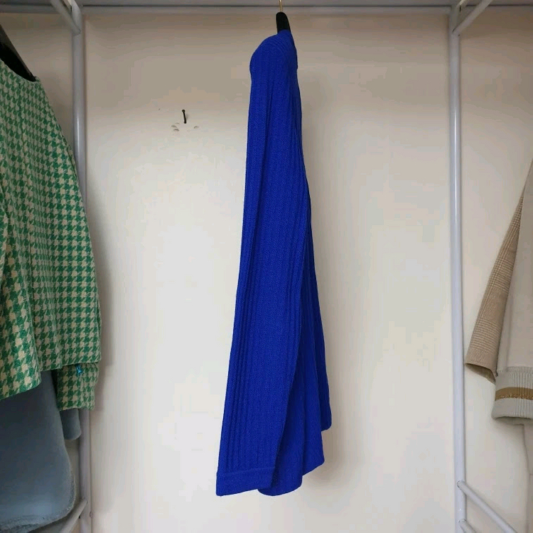 명품 ST.JOHN 센존 컬렉션 금장매듭버튼 로얄블루 골지 니트 자켓 이미지