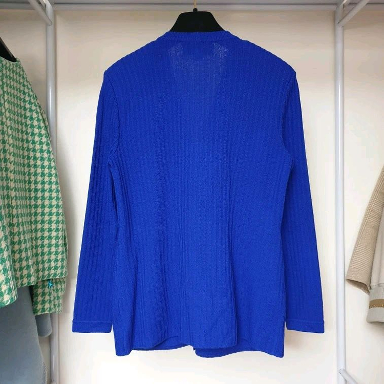 명품 ST.JOHN 센존 컬렉션 금장매듭버튼 로얄블루 골지 니트 자켓 이미지