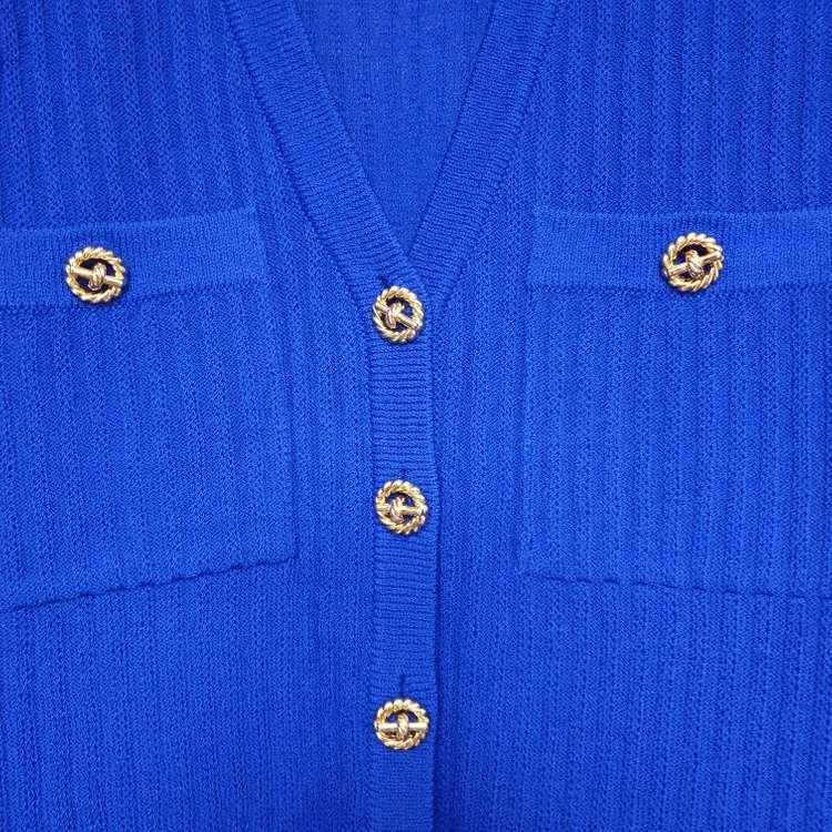 명품 ST.JOHN 센존 컬렉션 금장매듭버튼 로얄블루 골지 니트 자켓 이미지