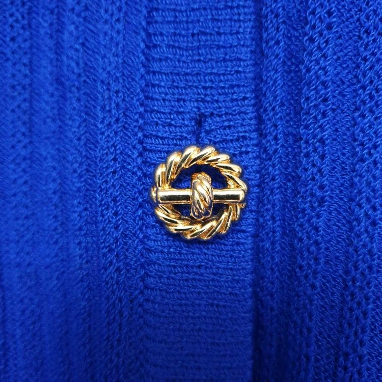 명품 ST.JOHN 센존 컬렉션 금장매듭버튼 로얄블루 골지 니트 자켓 이미지