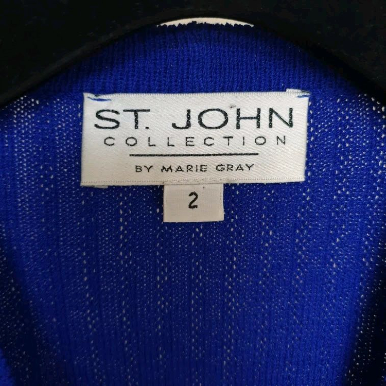 명품 ST.JOHN 센존 컬렉션 금장매듭버튼 로얄블루 골지 니트 자켓 이미지