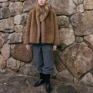 모노하 Fur half jacket beige