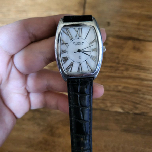 빈티지 여성용 시계. FOCE 쿼츠 시계 가죽밴드