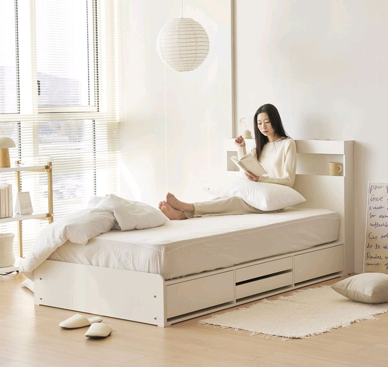 !오늘 저녁까지 판매 눕 이지 LED 조명 4단 수납 침대 프레임!--1