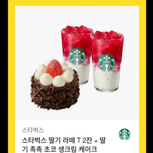 딸기 라떼 T2잔 + 딸기 촉촉 초코 생크림케이크 세트 21300ㅡ17500원