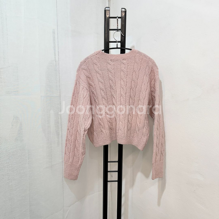 (S)에잇세컨즈 꽈배기 크롭 핑크니트 라운드니트 4056--3