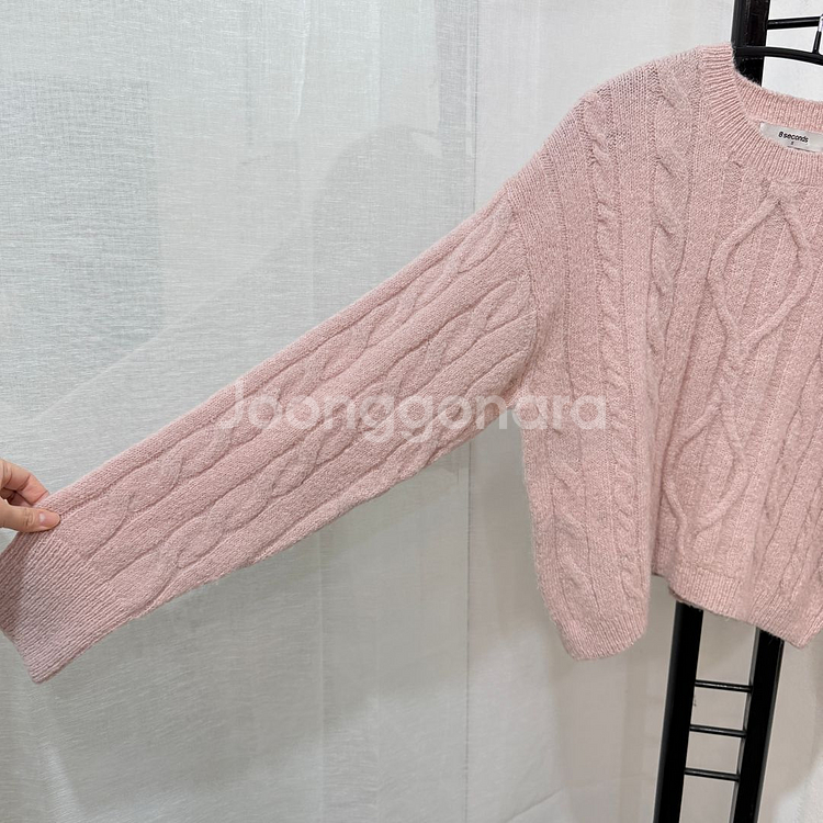 (S)에잇세컨즈 꽈배기 크롭 핑크니트 라운드니트 4056--2