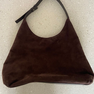 오브히 플럼 스웨이드 호보백 다크브라운