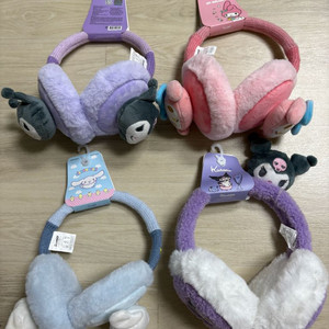 산리오 털귀마개 시나모롤 마이멜로디 쿠로미 인형 얼굴 귀도리 방한템 이미지