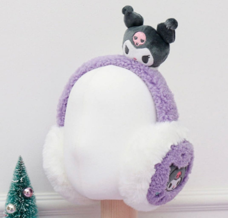 산리오 털귀마개 시나모롤 마이멜로디 쿠로미 인형 얼굴 귀도리 방한템 이미지