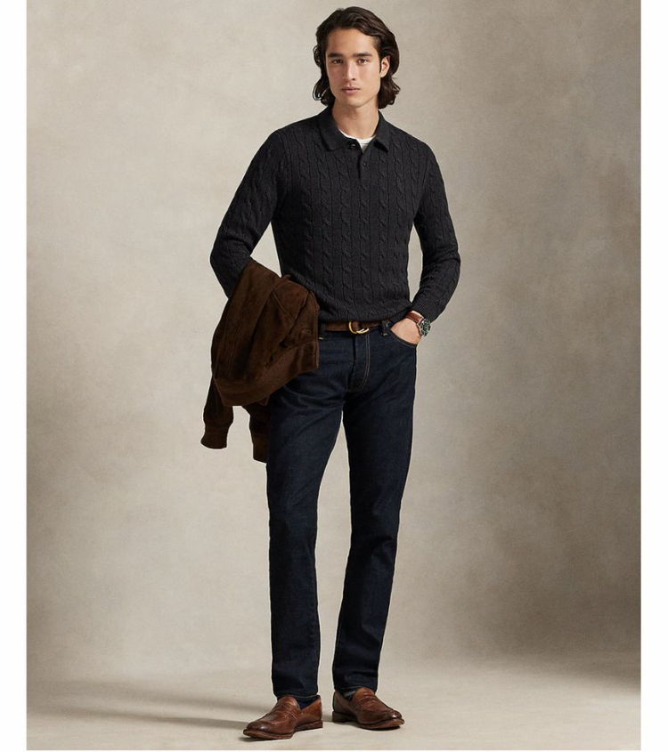 폴로 랄프로렌 남성 케이블 꽈배기 카라 코튼 니트 스웨터 m--2