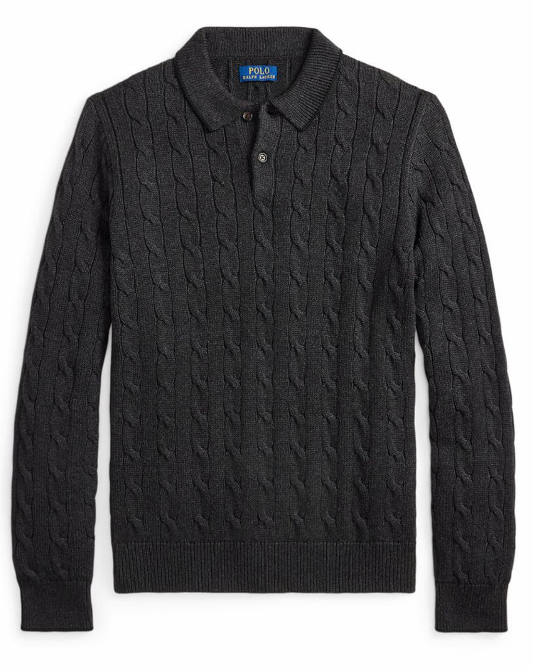 폴로 랄프로렌 남성 케이블 꽈배기 카라 코튼 니트 스웨터 m--3