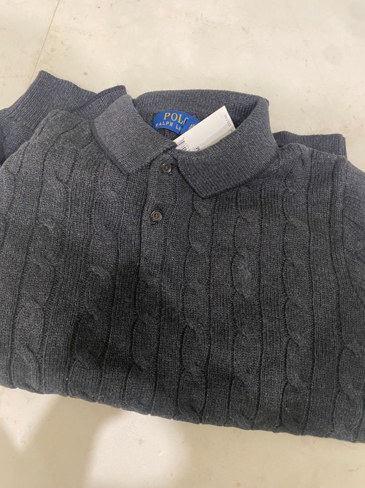 폴로 랄프로렌 남성 케이블 꽈배기 카라 코튼 니트 스웨터 m--4
