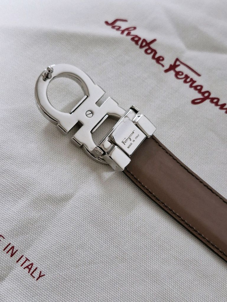 페라가모 은장 양면 가죽벨트 정품--2