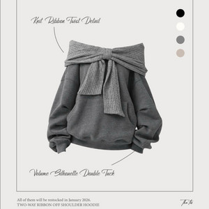 (새상품) 더티스 thetis 리본 오프숄더 니트